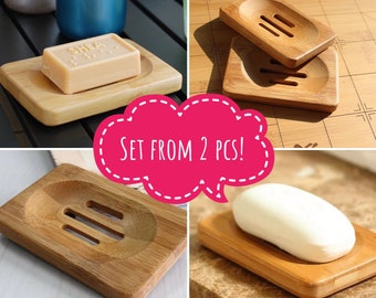 Soap tray wood Bamboo soap dish Wooden soap dish Kitchen gift Eco soap dish Set from 2 soap dish Gift for Her Gift for couple