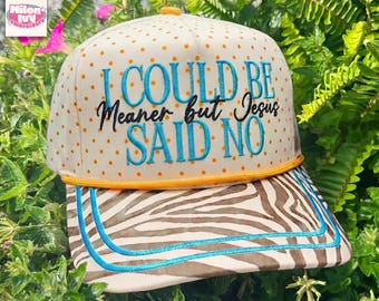 Borduurbestand: I Could Be Meaner But Jesus Said No Hat-ontwerp (digitale download)