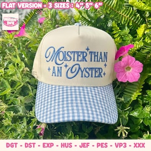Moister Than An Oyster Hat Embroidery Files, Sarcastic Quote Summer Vibes Cap Design, Funny Adult Joke Trucker Hat PES DST, Beach Lake Trip
