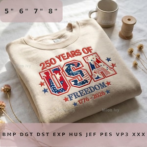 USA Freedom Applique Embroidery Design | America 250th Anniversary | 4th of July | 1776–2026 Digital File