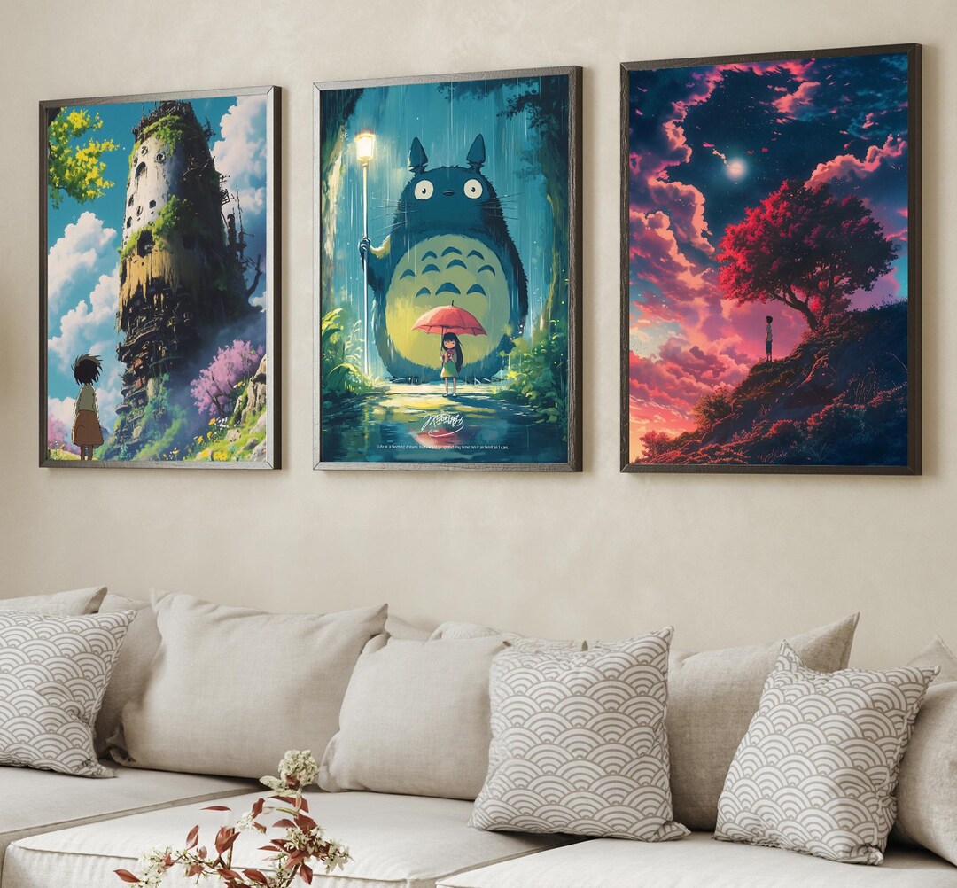 Studio Ghibli Poster Set 3 Piece Ghibli Decor, Perfect for Bedroom or ...