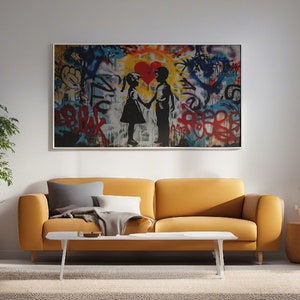 Banksy, graffiti wall art | large wall art, digital download, Banksy street art, banksy balloon girl