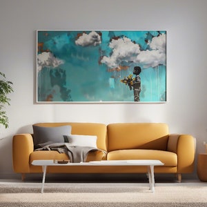 Banksy, graffiti wall art | large wall art, digital download, Banksy street art, above bed art