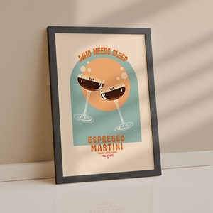 Espresso-martini-afdruk | cocktailposter, barwagenkunst, digitale download, espressomartini, cocktailmuurkunst