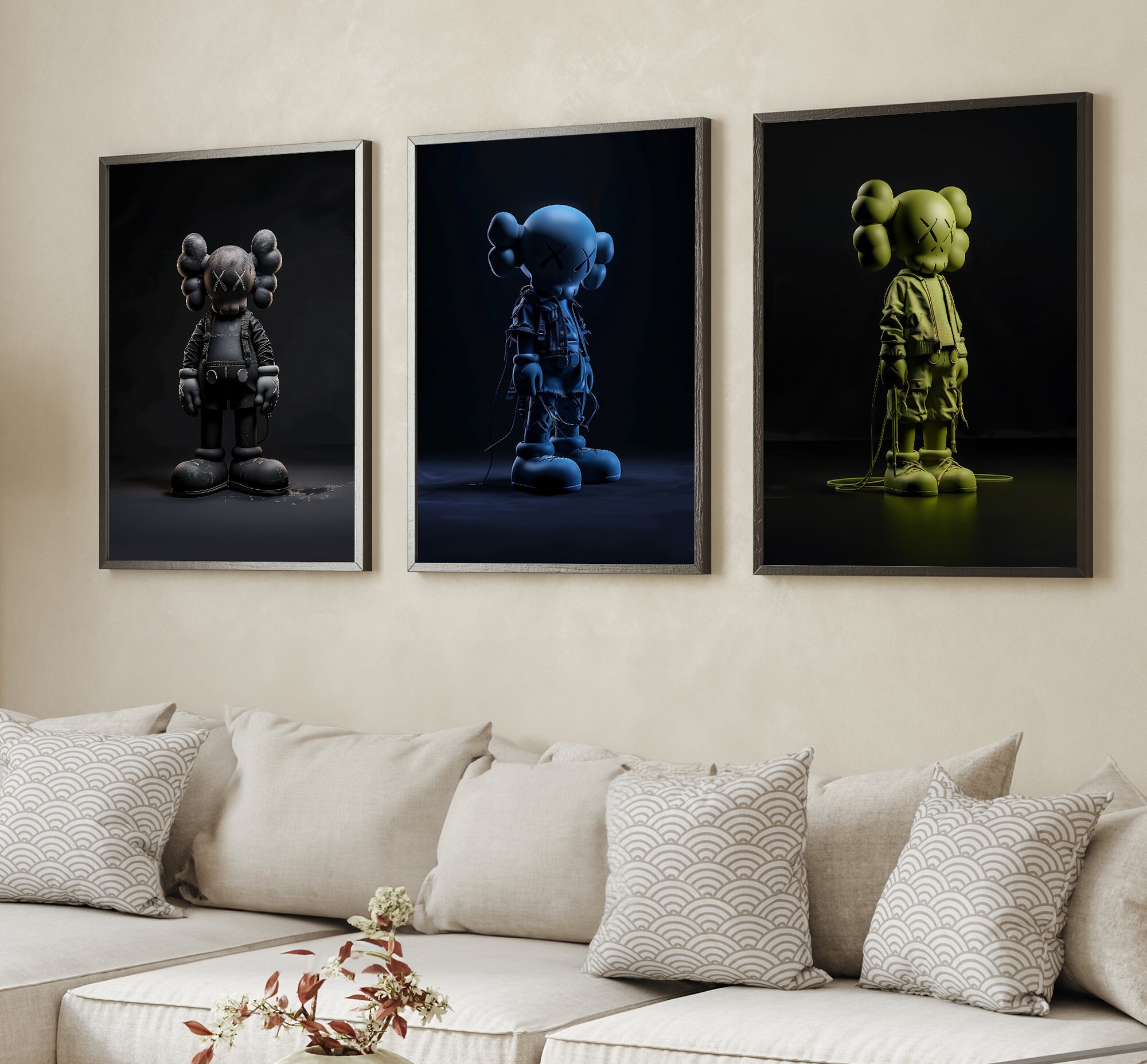 Kaws Poster Set of 3, Kaws Figure | Kaws, 3 Piece Wall Art Kaws Poster Set of 3, Kaws Figure | Kaws, 3 Piece Wall Art
