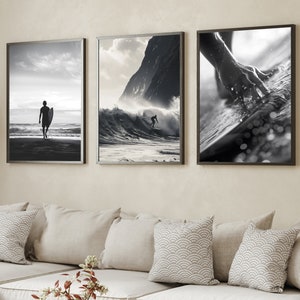 surf poster, beachy wall art | 3 piece wall art, costal print, surf print, digital download, surf wall art