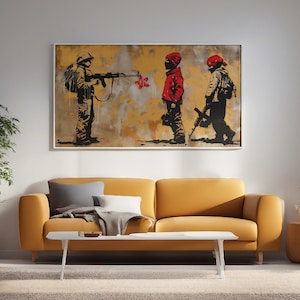 Banksy, graffiti wall art | large wall art, digital download, Banksy street art, above bed art
