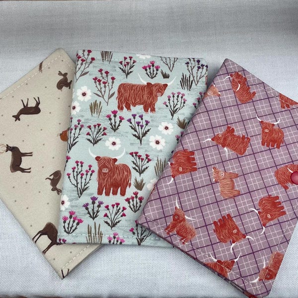 Highland Cow , Scottish Stag & Pheasant Tract Holder •  Fabric Wallet