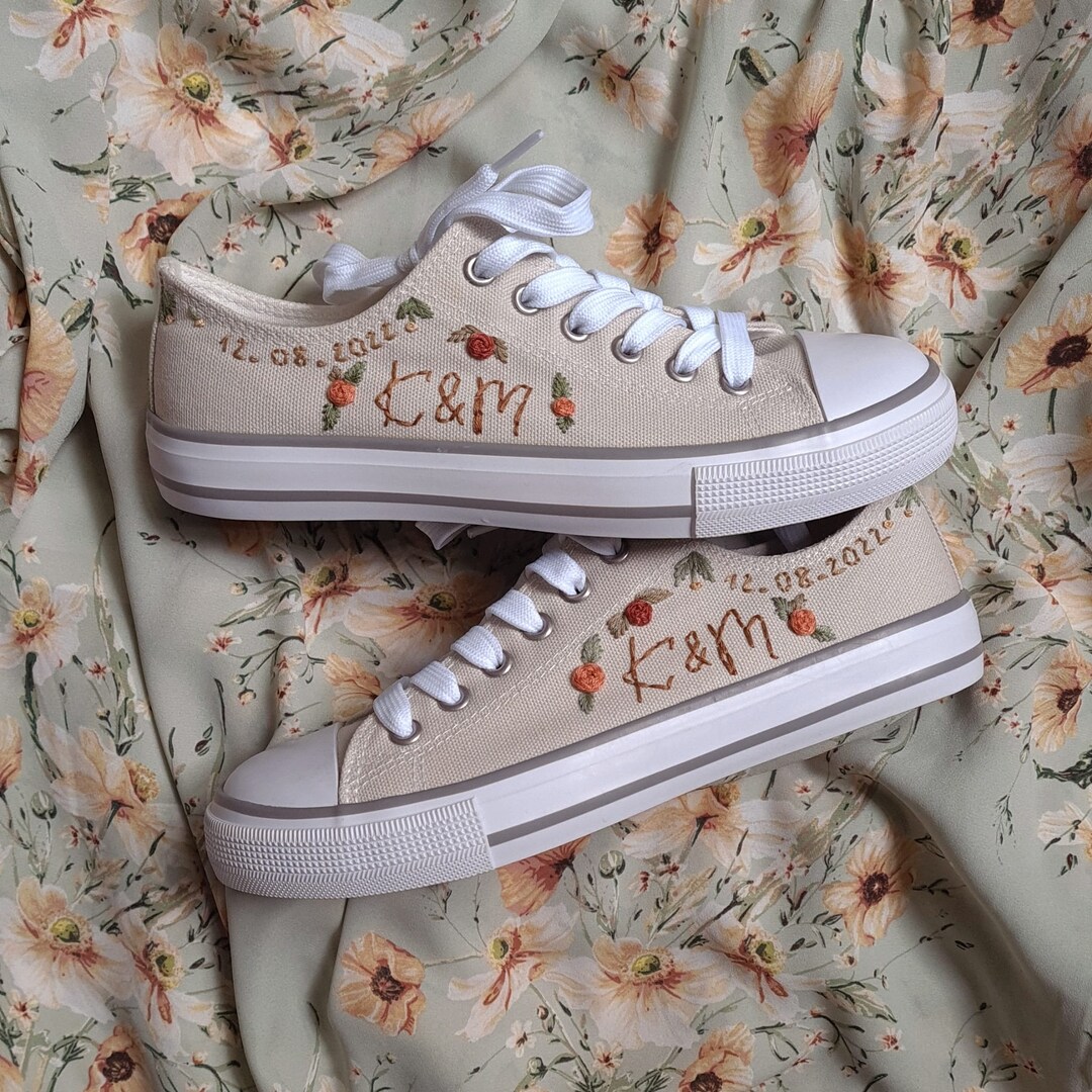 Custom Chucks Embroidered Chucks Converse Bridal Chucks Custom Converse Bridal Shoes ...