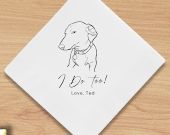 Custom Pet Wedding Napkins, Dog Cat Party Decor, Personalized I Do Too!
