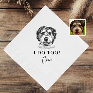 Dog Cocktail Napkins, Custom Dog Wedding Napkins, Bridal Shower Party, Custom Pet Wedding Napkins, Dog Napkins, Pet Cocktail Napkins Wedding