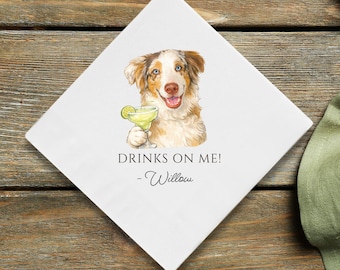 Full Color Personalized Pet Cocktail Napkins, Custom Wedding Napkins, Dog Cocktail Napkins, Wedding Ideas