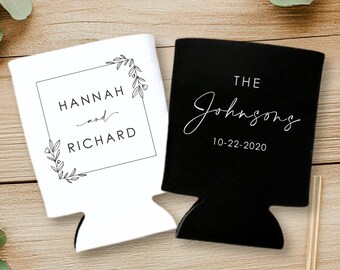 Monogrammed Wedding Can Coolers: Personalized Drink Sleeves, Bulk Guest Favors