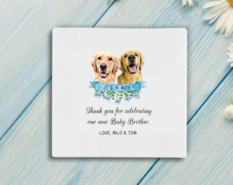 Custom Pet Baby Shower Napkins, Boy Theme