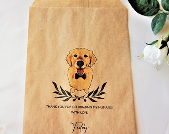 Wedding Treat Bags, Pet Wedding Custom Photo, Goodie Bags, Candy Bar, Doggie Bag, Thank You Celebrating My Humans, Bridal Shower Gifts