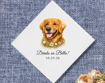 Custom Pet Portrait Cocktail Napkins, Wedding Party Personalized Paper Napkins