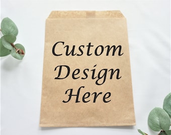 Add your logo/ Text, Custom Wedding Treat Bags, Goodie Bags, Kraft Brown Bag, Candy Bar, Party Favors, Bags for Dessert