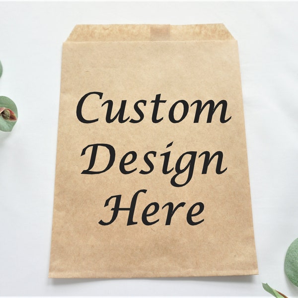 Add your logo/ Text, Custom Wedding Treat Bags, Goodie Bags, Kraft Brown Bag, Candy Bar, Party Favors, Bags for Dessert