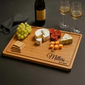 Custom Engraved Charcuterie Board, Personalized Wedding Cutting Board, Bamboo Cheese Board, Anniversary, Housewarming Present, Ready to Gift