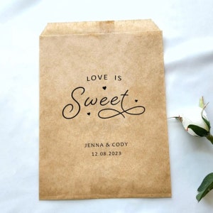 Love is Sweet Bags for Candy, Take Home Dessert, Treat Bags, Wedding Candy Bags, Cookie Bags, Bridal Shower Gifts for Guest, Love is Sweet