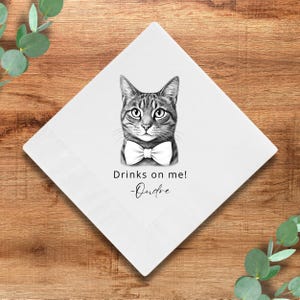 Custom Pet Cocktail Napkins – Personalized Cat Dog Wedding Napkins for Reception, Party, or Bridal Shower