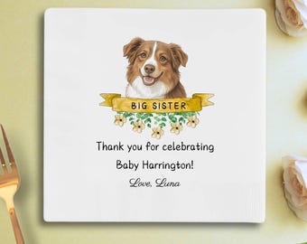 Baby Shower Napkins, Custom Pet Portrait Baby Shower Napkins, Baby Girl Baby Boy, Party Favors