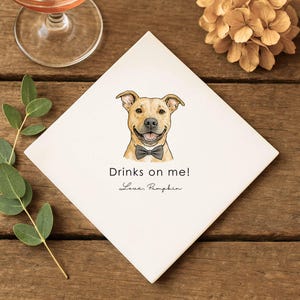 Custom Pet Cocktail Napkins – Dog & Cat Wedding Napkins, Bridal Shower Décor, Personalized Party Napkins, Pet Wedding Favors