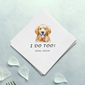 Custom Pet Cocktail Napkins, Dog Wedding Napkins, Bridal Shower Napkins, Customized Pet Napkins, Custom Pet Wedding Napkins