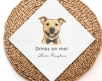 Pet Cocktail Napkins, Custom Napkins, Custom Pet Portrait Cocktail Napkins, Wedding Napkins, Dog Cocktail Napkins for Wedding, Bridal shower