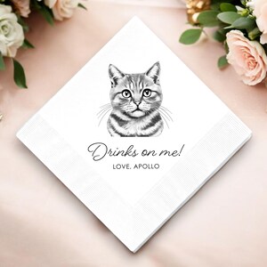 Custom Pet Cocktail Napkins, Dog Wedding Napkins, Cat Wedding napkins, Custom Napkins, Pet Portrait Napkins, Wedding cocktail napkins