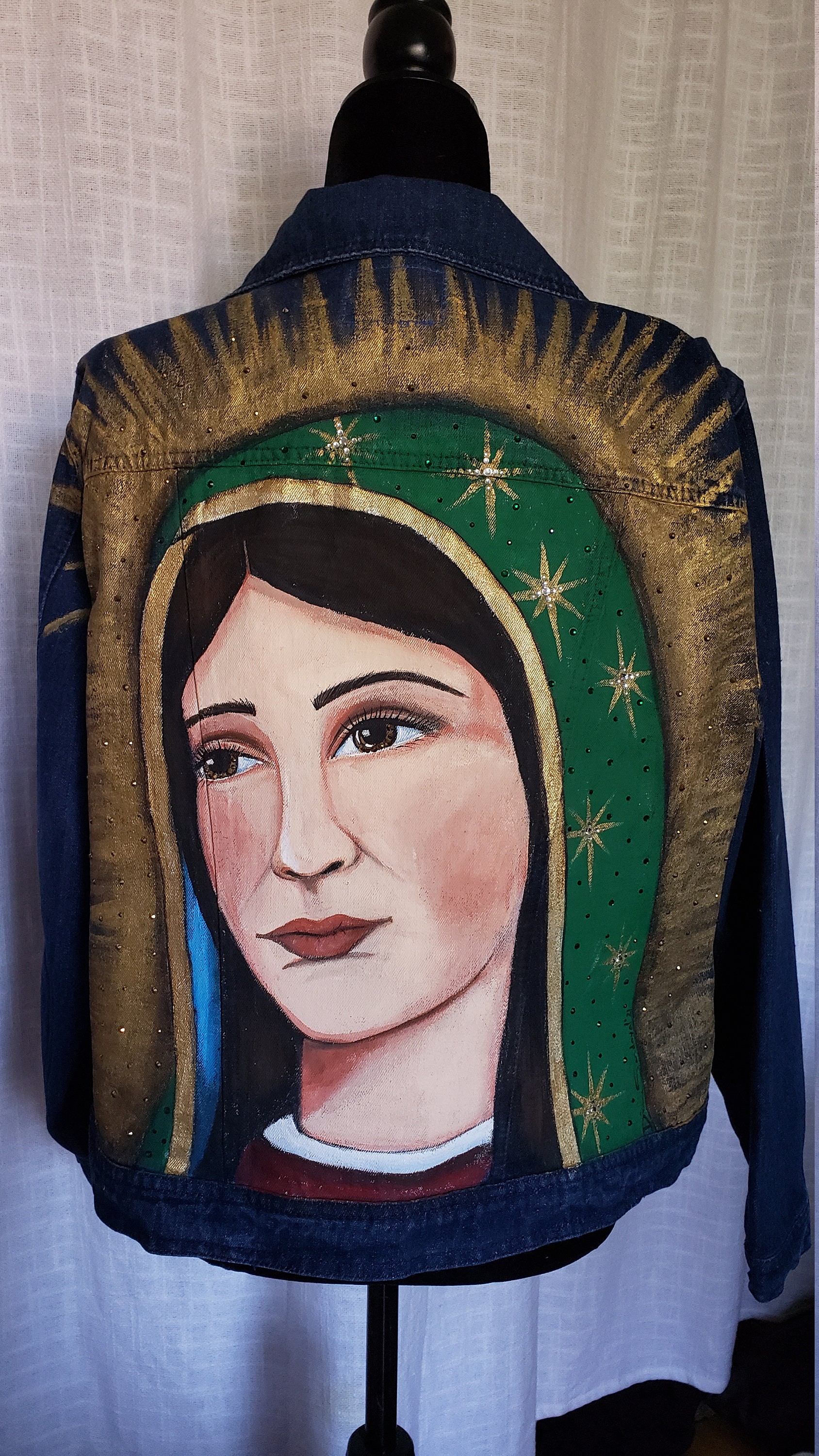 Jacket La Virgen the Guadalupe Jean Jacket Etsy