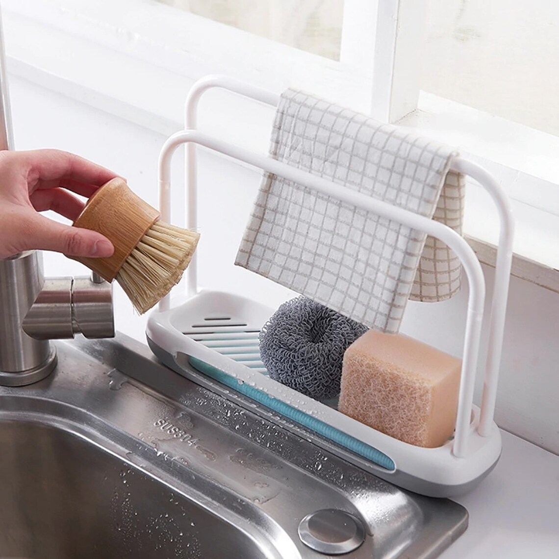 Kitchen Dishcloth Holder For Towel Rag Hanger Sink Sponge Etsy
