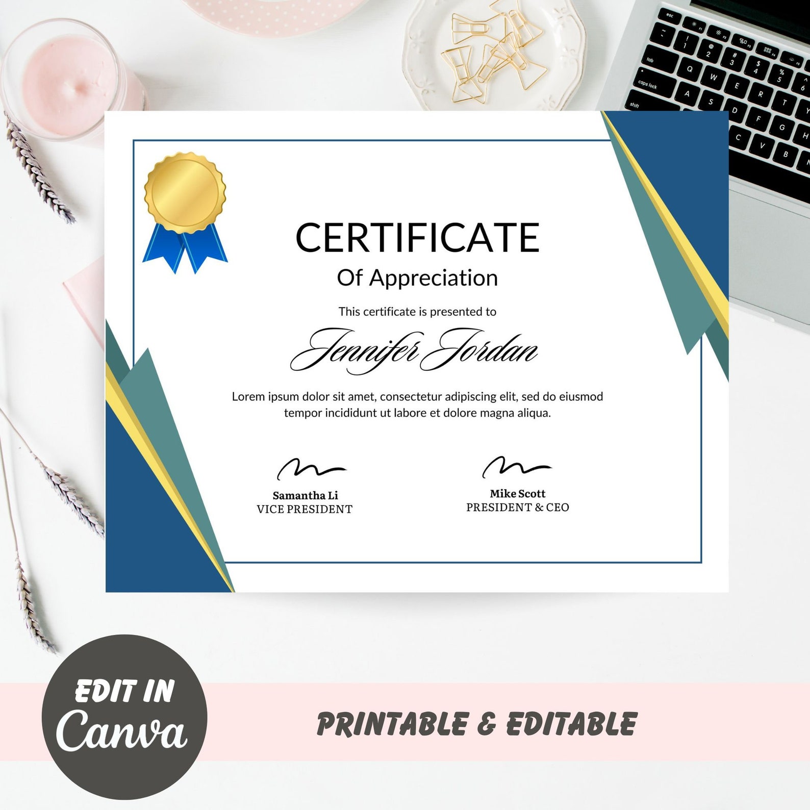 Certificate of Appreciation Graduation Certificate Award Etsy Canada