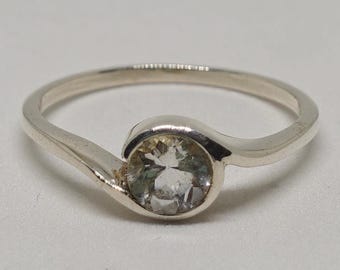 Sterling Silver Aquamarine Ring: Minimalist Crossover Band
