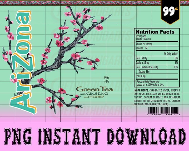 ARIZONA GREEN TEA Png File Instant Download Sublimation Etsy