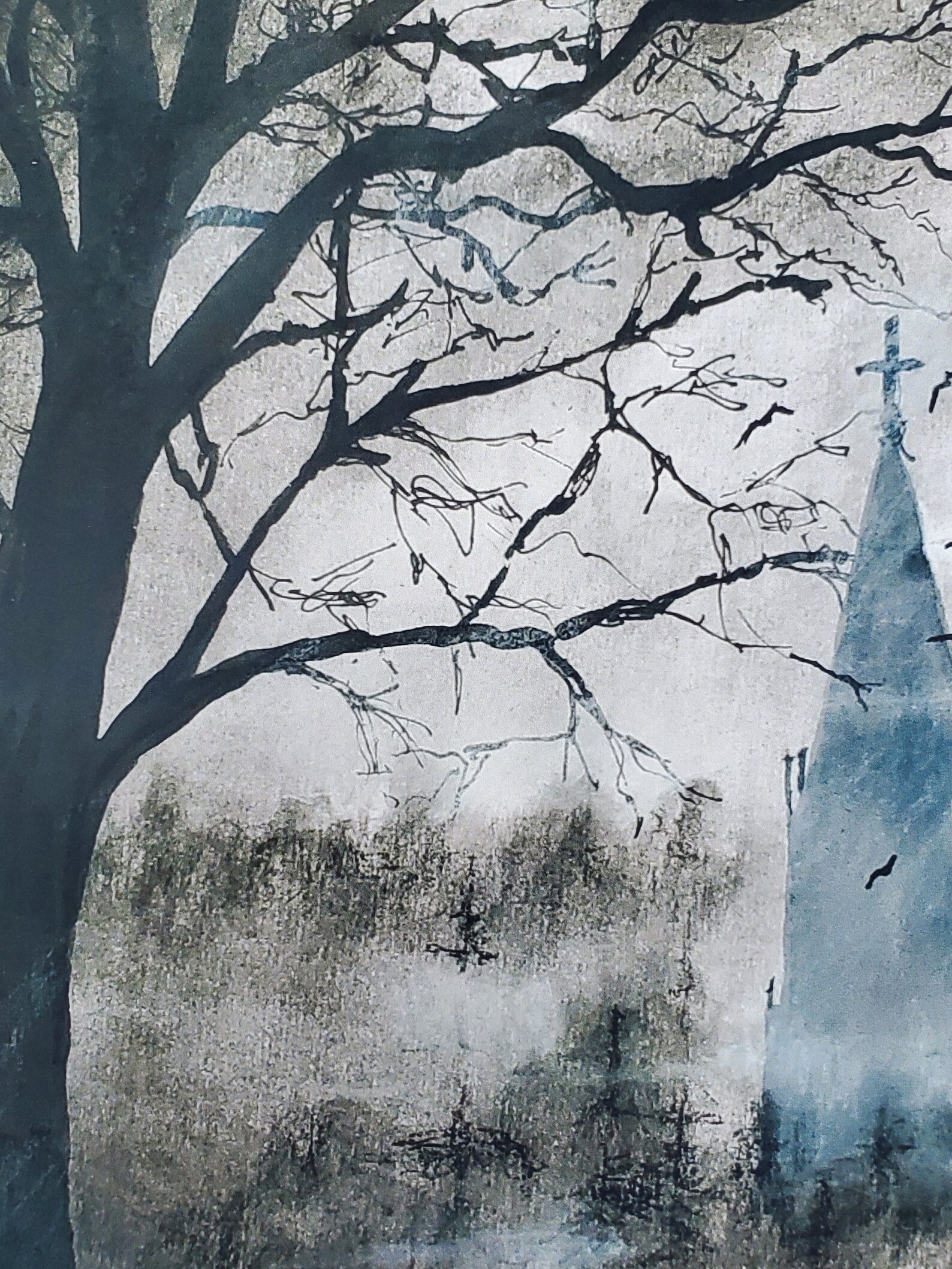 Foreboding Simple Drawing Moody Landscape Print, Black and White Landscape, Charcoal Drawing ...