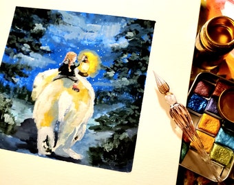 Child and Polar Bear Watercolor Giclée Print, Fantasy Art