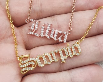 minimalist simple necklace custom personalized gift for women girl layered zodiac Leo necklace August birthday gift July