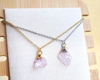 Rose Quartz Necklace, Rosequartz Crystal Necklace, Dainty Gold Necklace, Healing Crystal Necklace, Christmas Gift for Mom