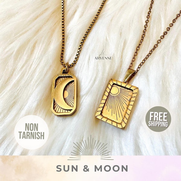 Zon en maan bijpassende kettingen, Sun Moon Gift, Soulmate Couple Beste Vriend Ketting, Sierlijke Gouden Vriendschap Sieraden, Dagelijkse ketting