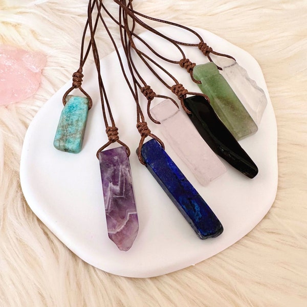 Boho Crystal Necklace, Men & Women Healing Energy Crystals Jewelry, Raw crystal Necklace, Witchy Necklace, Spiritual Gift, Anxiety Necklace