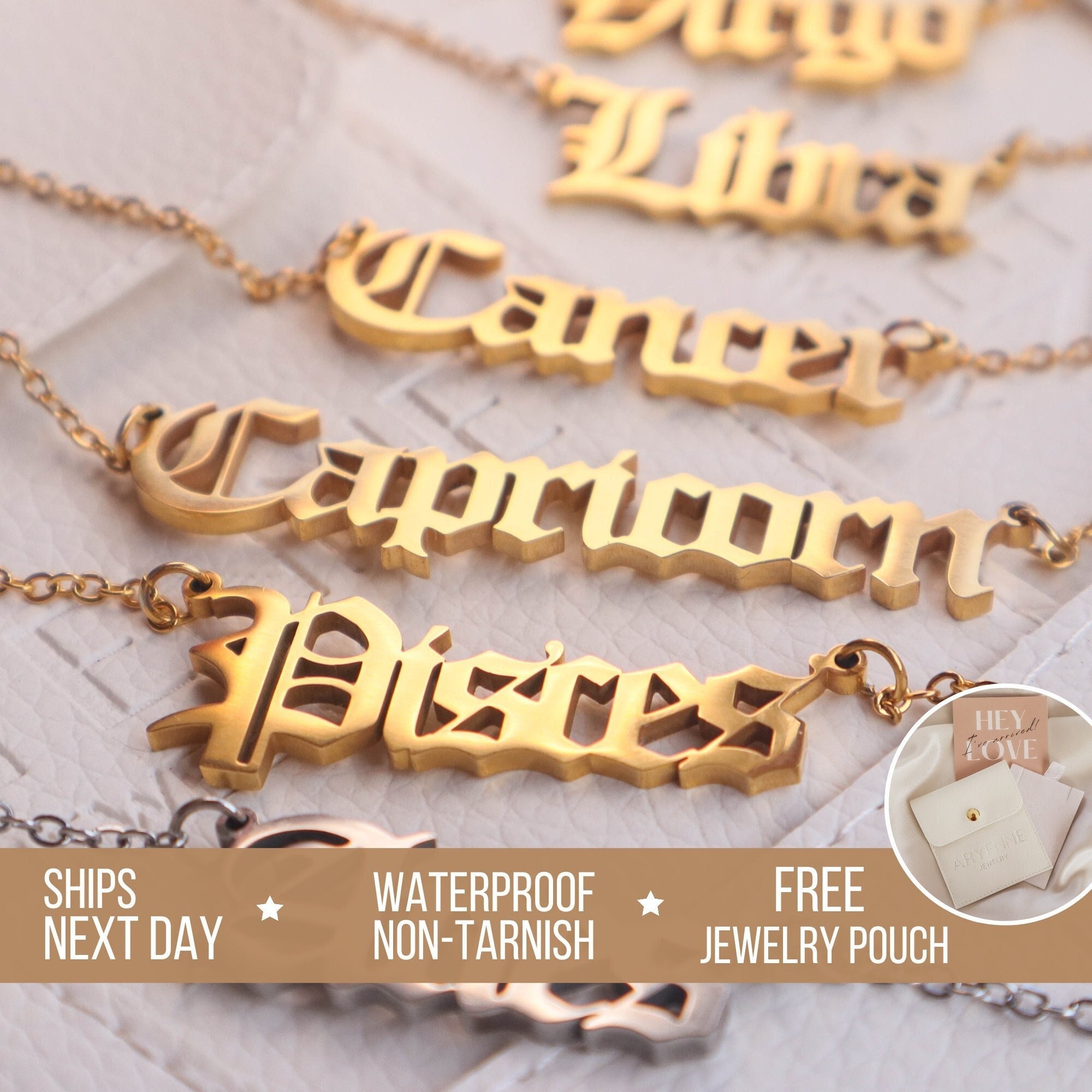 Zodiac Necklace Gold Star Sign Neklace 