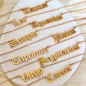 Zodiac Necklace, Gold Silver Astrology Necklace, Zodiac Gift, Virgo Leo Taurus Capricorn Libra Aries Sagittarius, Christmas Gift for Friend