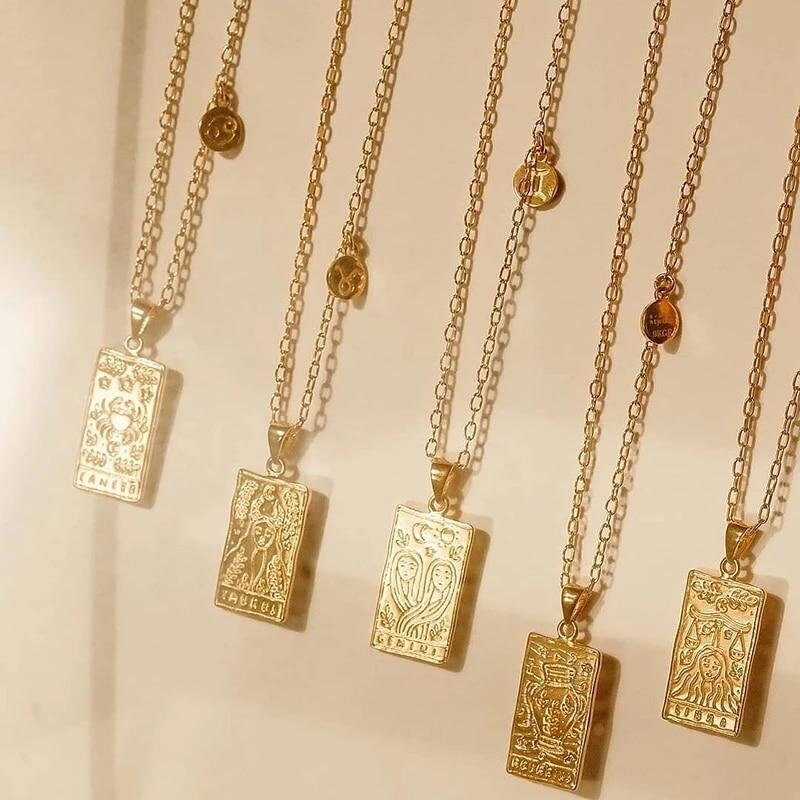 Zodiac Tarot Necklace ·  Gift for Astrology Lovers 18k gold plated · …