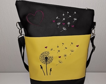 Handmade Foldover, Umhängetasche, Schultertasche, Rucksack , in 3 Größen, Wunschfarben, Wunschmotiv, veganes Leder