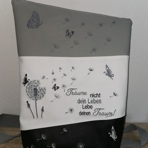 Handmade Foldover, Umhängetasche, Crossover Handtasche bestickt Pusteblume in 3 Größen, Wunschfarben Bild 2