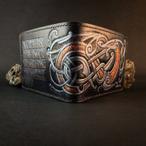 Embossed Wallet, Western Wallet, Black Leather Wallet, Viking Wallet, Handmade Wallet, Celtic Wallet, Boys Wallet, Wallet Pattern,