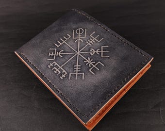 Viking Wallet, Slim Wallet, Compass Wallet, Real Leather Wallet, Designer Wallet, Gift For Him, Credit Card Wallet, Handmade Wallet