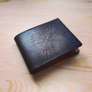 Viking Wallet, Slim Wallet, Compass Wallet, Real Leather Wallet, Designer Wallet, Gift For Him, Credit Card Wallet, Handmade Wallet