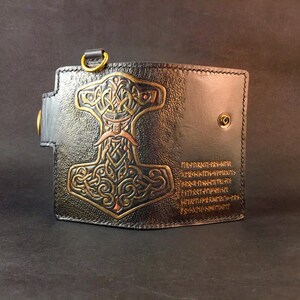 Tooled Leather Wallet, Chain Wallet, Embossed Wallet, Black Leather Wallet, Bifold Wallet, Small Wallet, Biker Wallet, Viking Wallet,